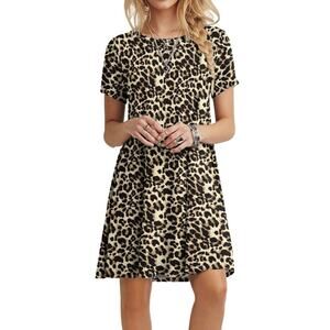 MOLERANI Women's Casual Plain Simple T-Shirt Loose Flowy Leopard Size Me…